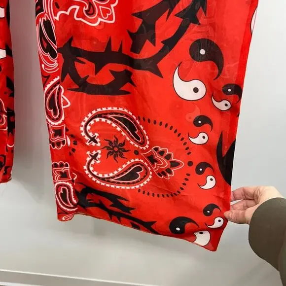 Jaded London Red Lightweight Ying Yang Straight Leg Pull On Pants Small - Picture 5 of 7